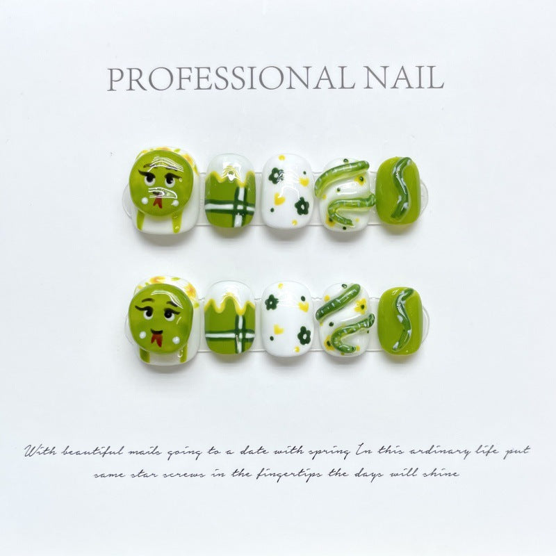 Nails 173-Hand Knit Styled Snake Nail Art