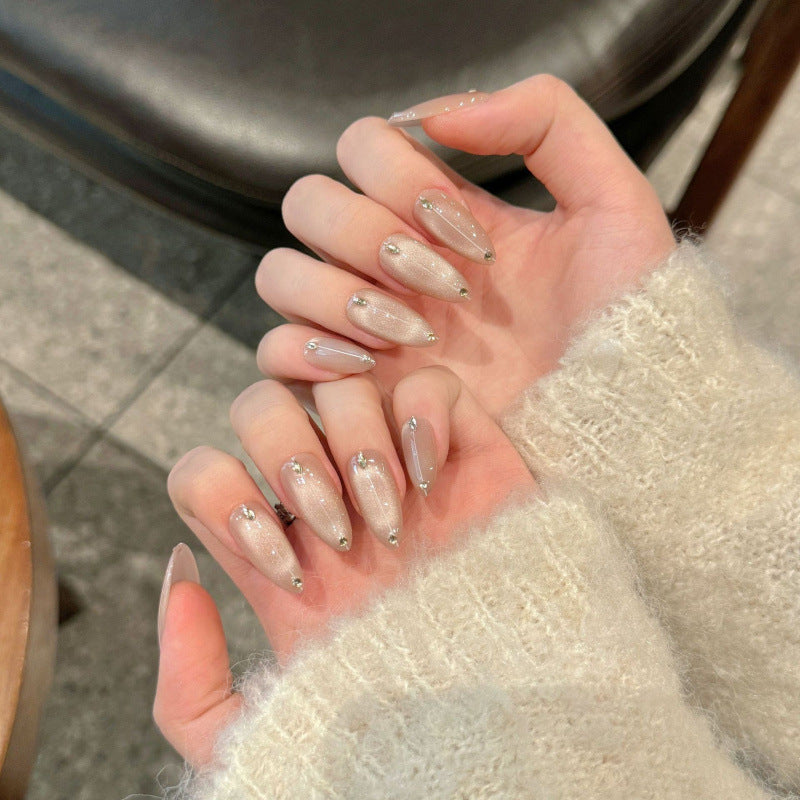Nails 312-Aurora Borealis Nude Nail Art