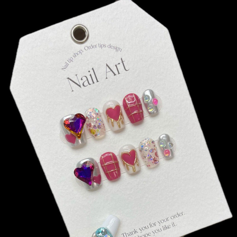 Nails 196-Sweetie Spice Magic Mirror Pink Nail Art