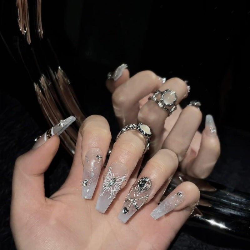 Nails 004-Moonlight Veil Fairy Butterfly Nail Art