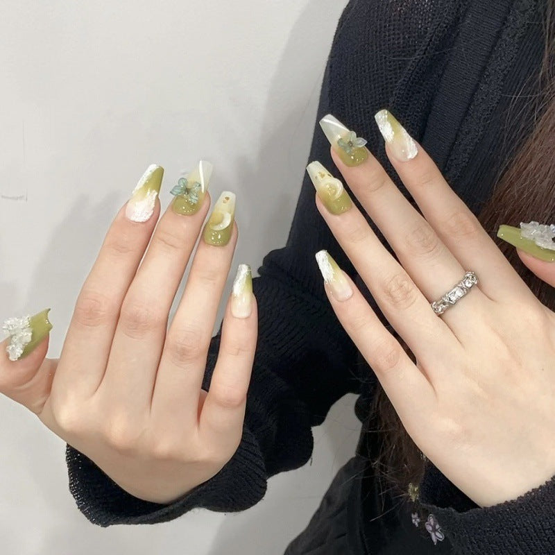 Nails 343-Summer Halo Crystal Butterfly Nail Art