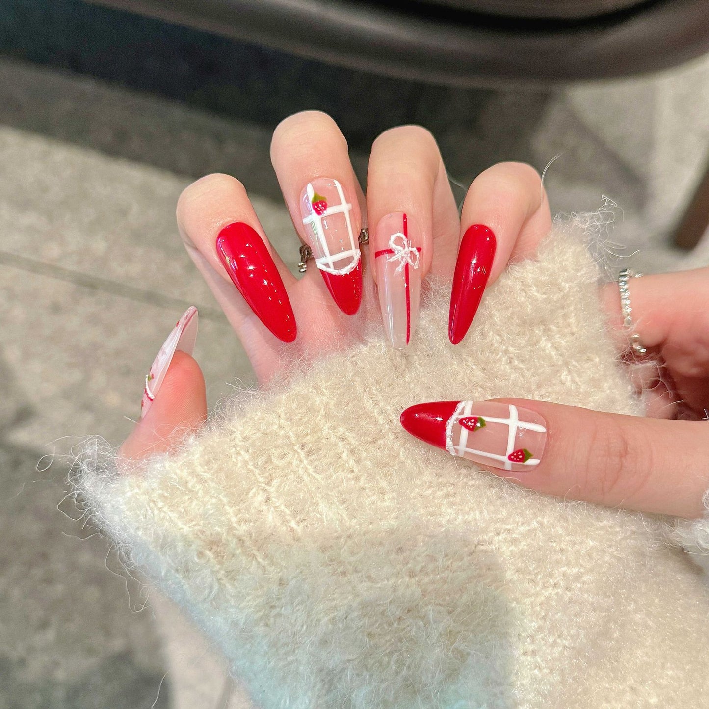 Nails 157-Creamy Cheddar Strawberry Cherry Pastry Manicure