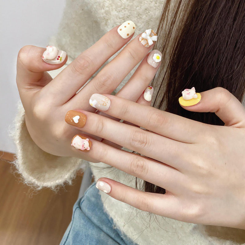 Nails 325-Toast Piggy Nail Art