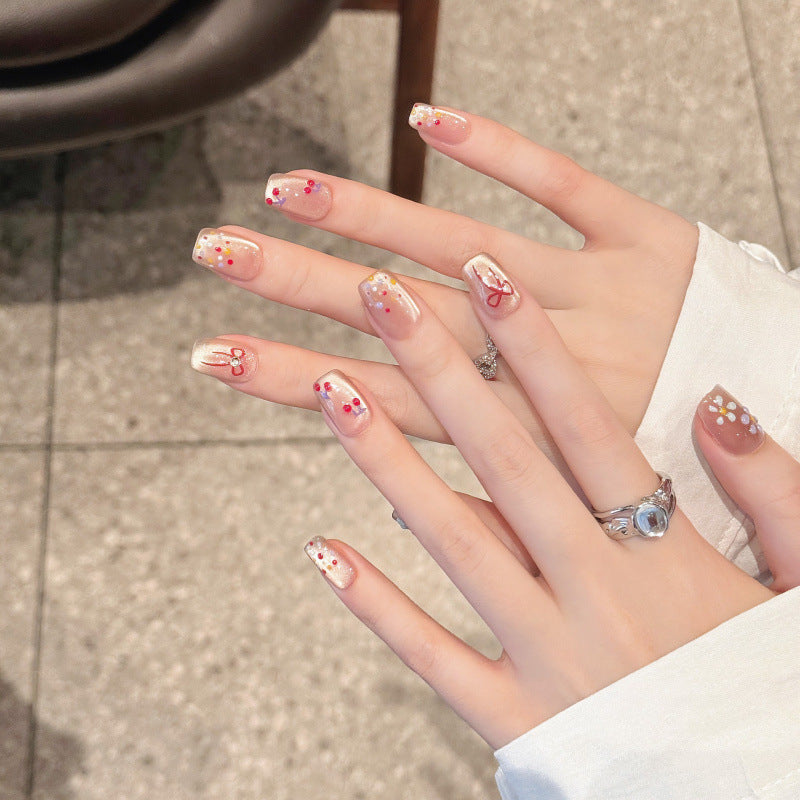 Nails 296-Japanese Hand-Painted Silk Cat Eye Nail Art