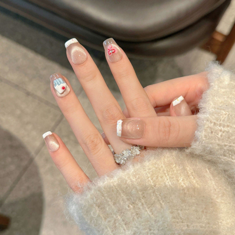 Nails 307-Milkshake Cake Manicure