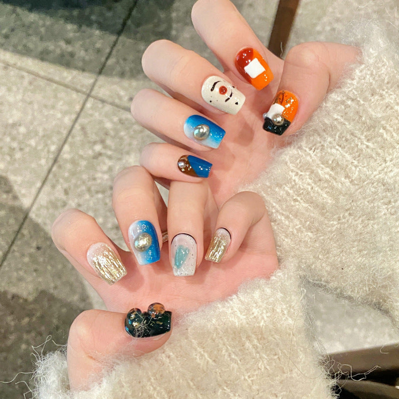 Nails 242-Orange Tangerine Sea Halo Manicure