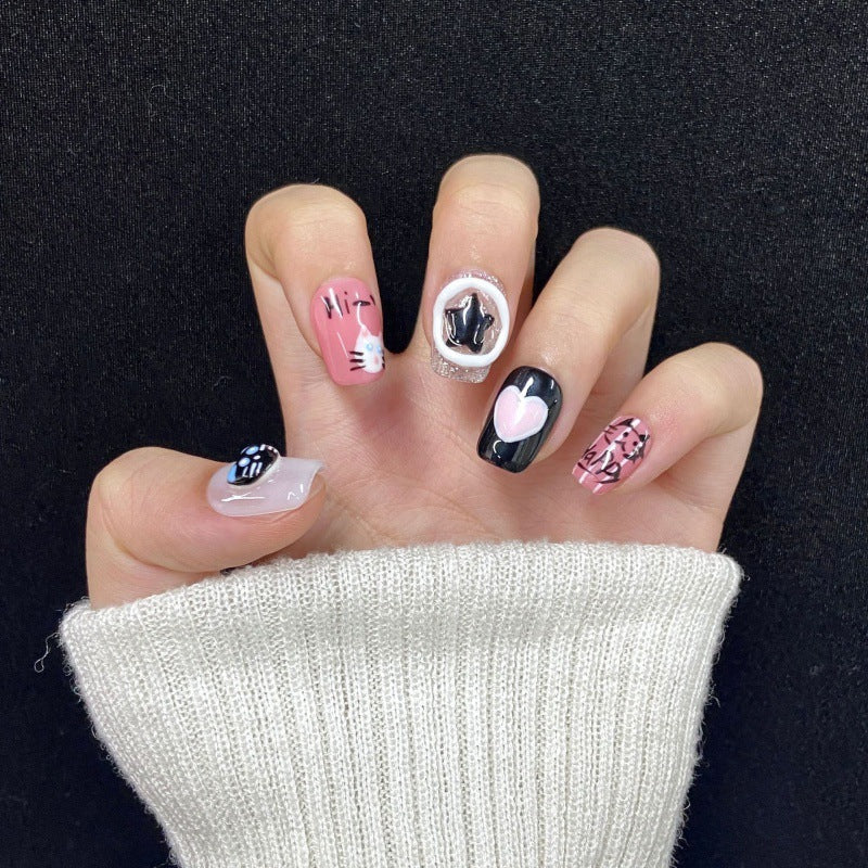 Nails 341-Dark Cat Nail Art