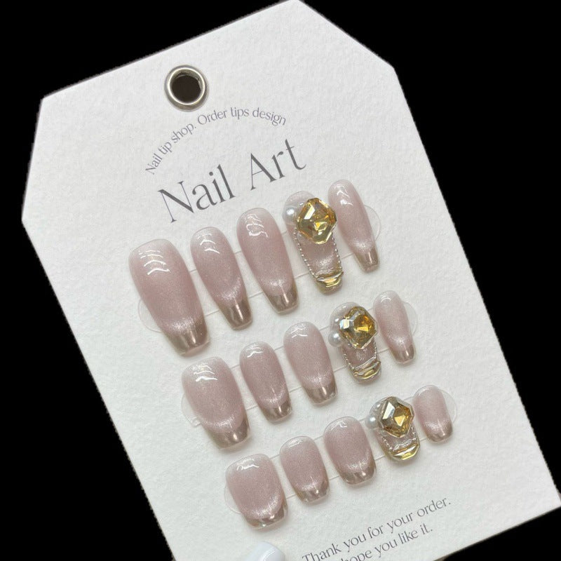 Nails 235-Dream Paris Whitening Nude Cat Eye Magic Mirror Nail Art