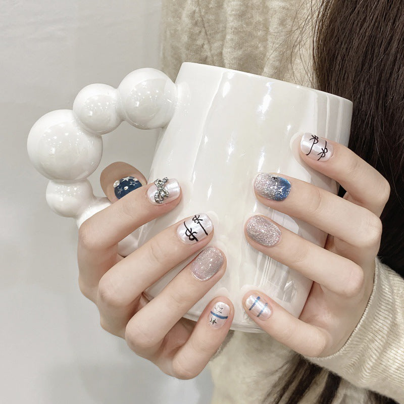 Nails 093-Genki Sky Blue Korean Cute Nail Art