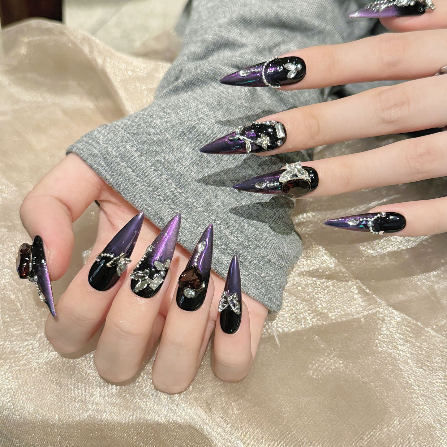 Nails 160-Smoky purple dark temperament whitening manicure