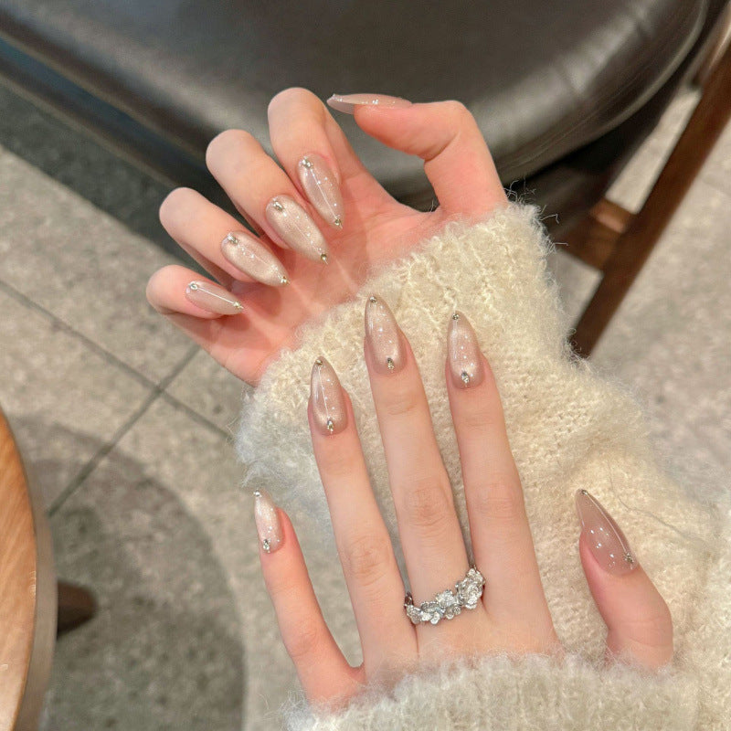 Nails 312-Aurora Borealis Nude Nail Art