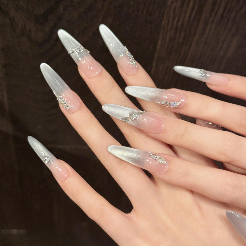 Nails 273-Aquamarine Cloudy Ice Gradient Fine Glitter Nail Art