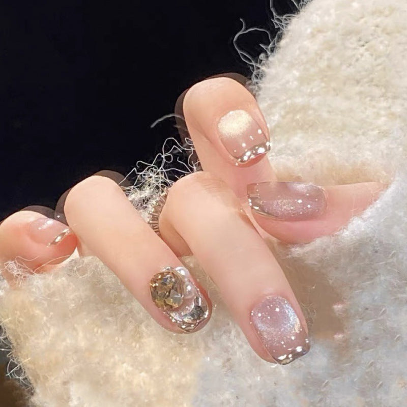 Nails 235-Dream Paris Whitening Nude Cat Eye Magic Mirror Nail Art