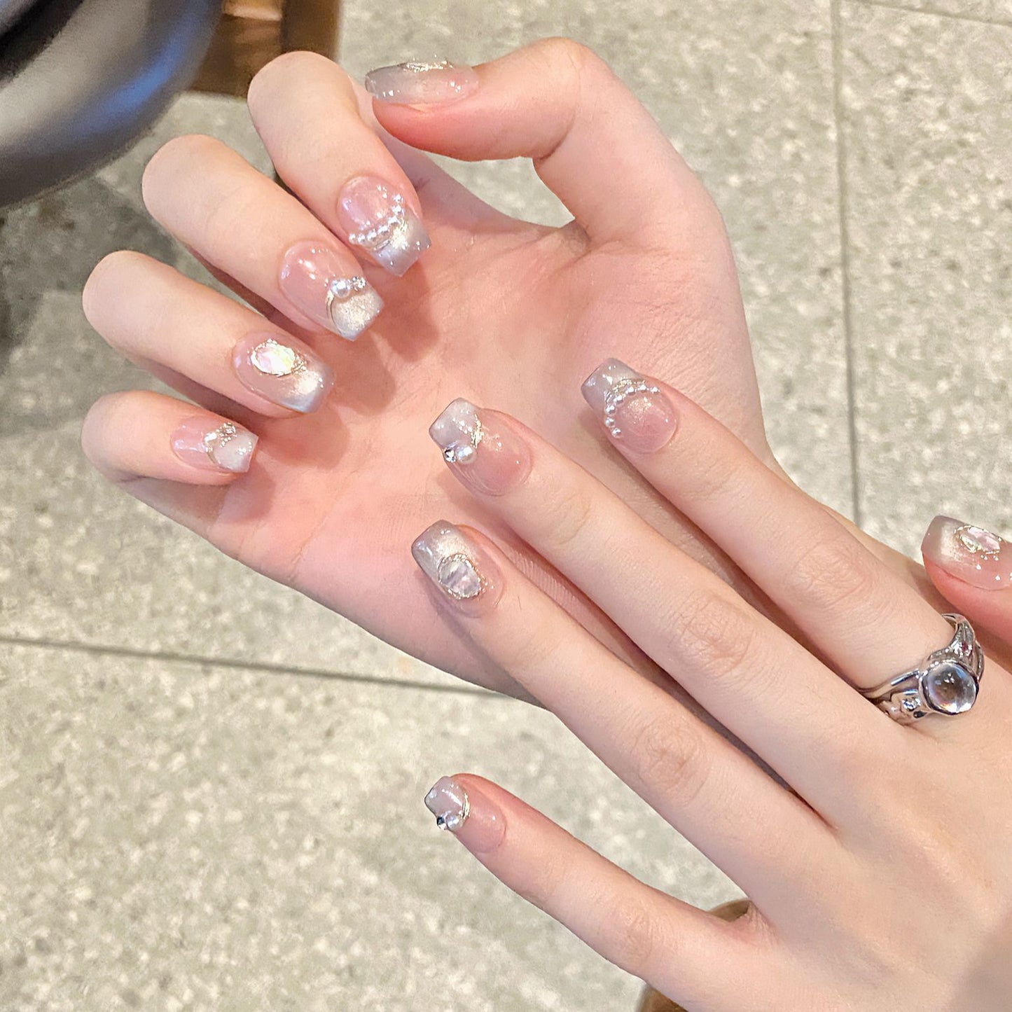 Nails 278-Breath of the Deep Gradient Cat Eye Nail Art
