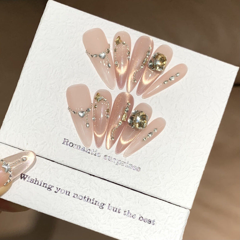 Nails 264-Champagne K9 Diamond Ribbon Nail Art