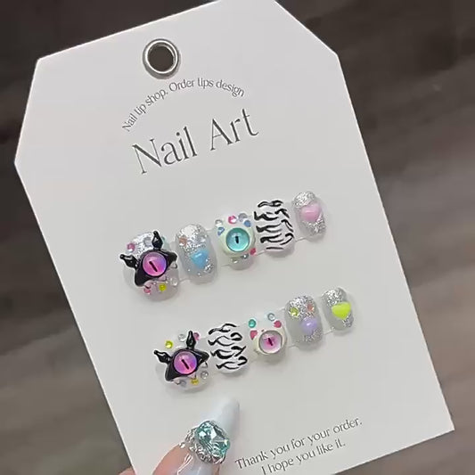 Nails 107-Devil's Eye Cartoon Nail Art