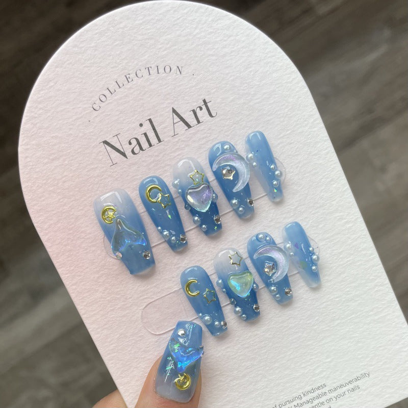 Nails 024-Mermaid Girl Ocean Ice Moon Nail Art