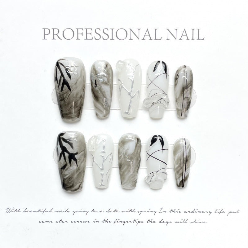 Nails 280-Ink River and Mountain Halo Nail Art