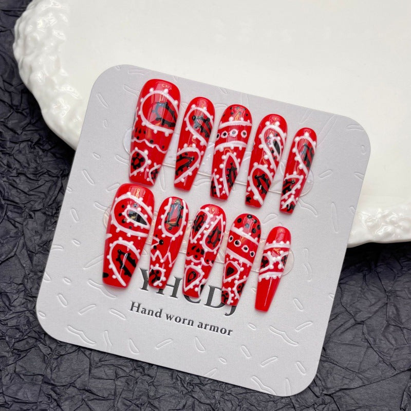 Nails 146-Red Halloween Graffiti Nail Art