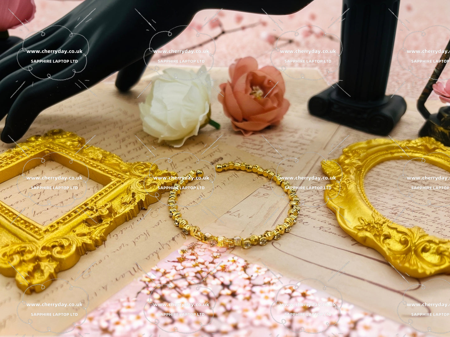 Gold white diamonds bracelet