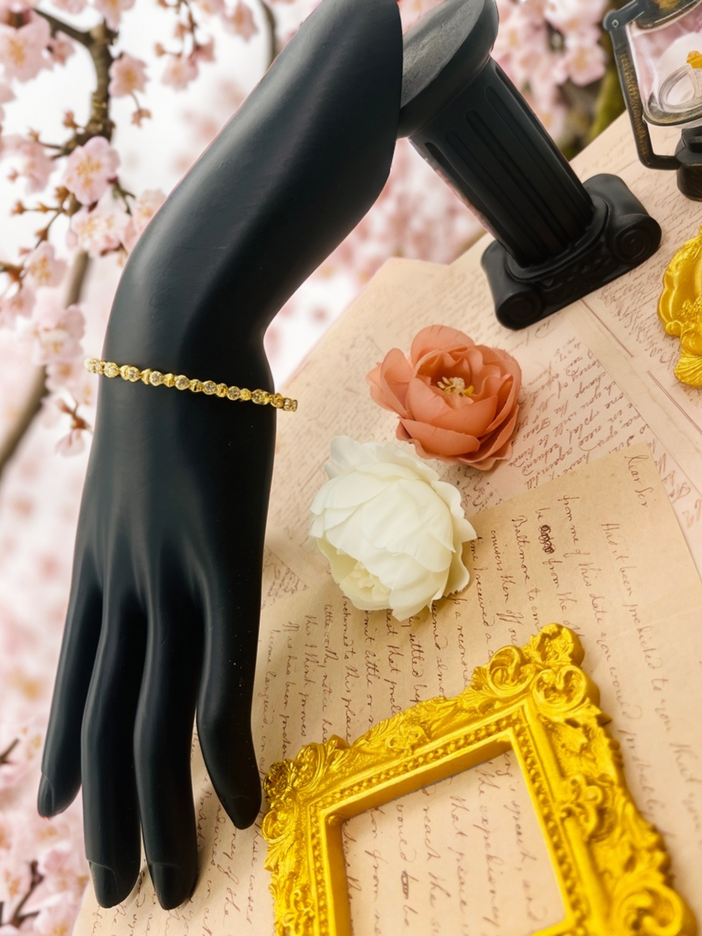 Gold white diamonds bracelet