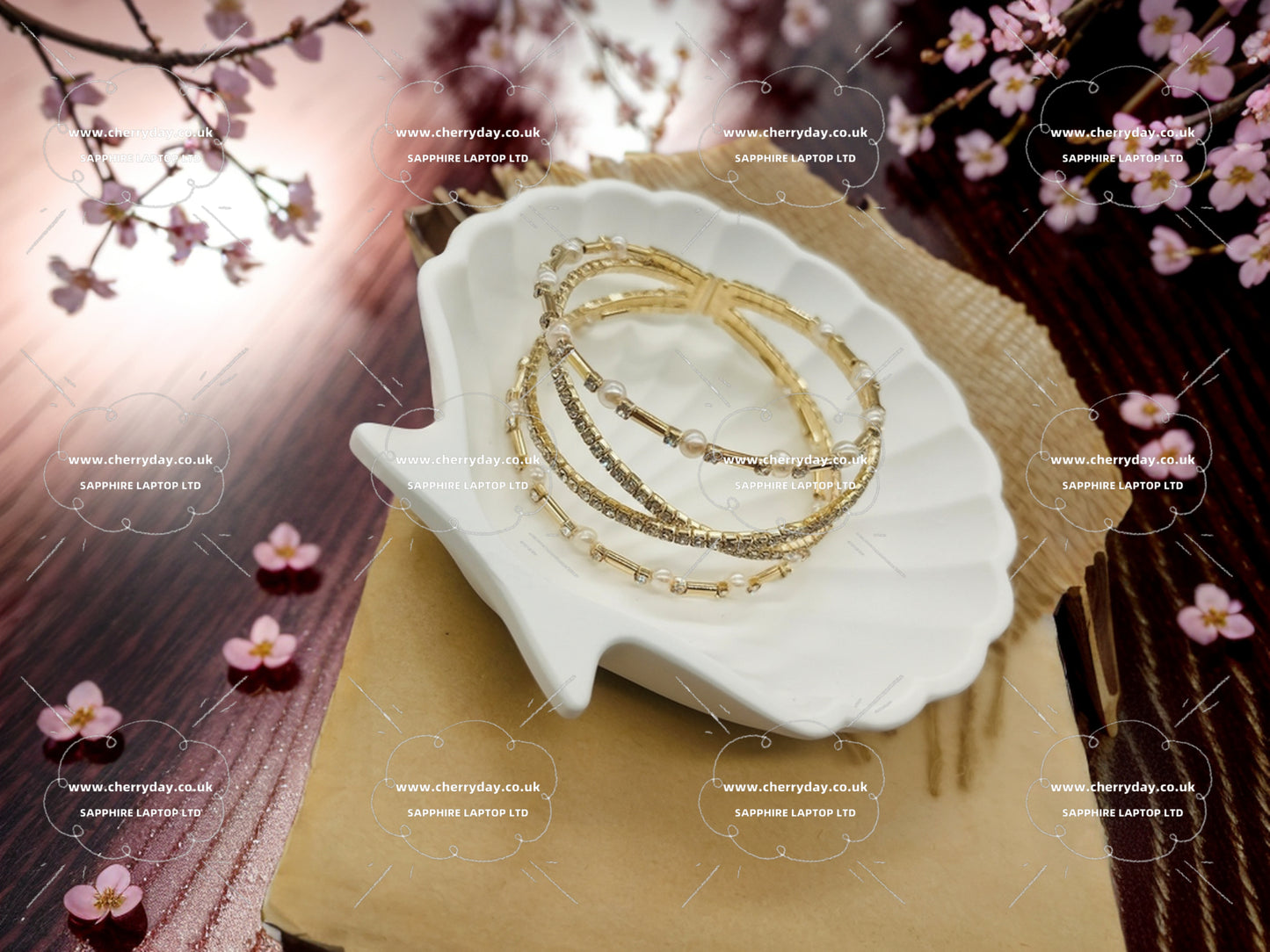 Multi-layer rhinestone gold bracelet