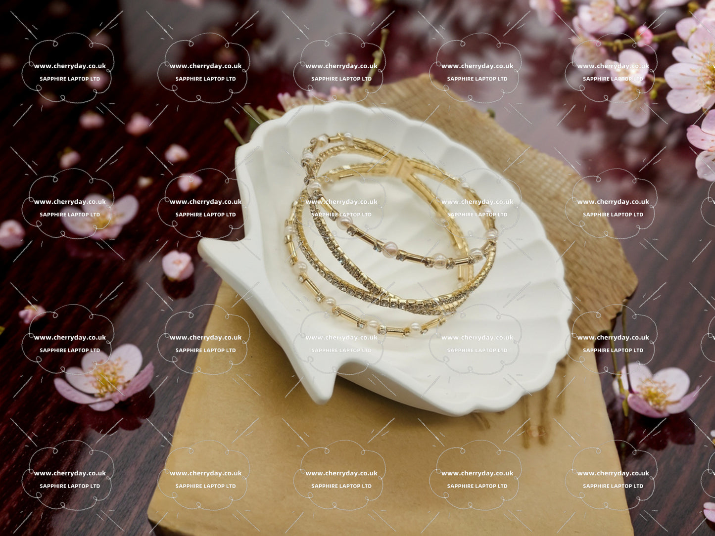 Multi-layer rhinestone gold bracelet