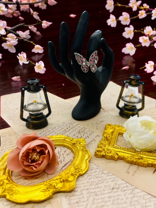 Butterfly ring for Pink-Silver