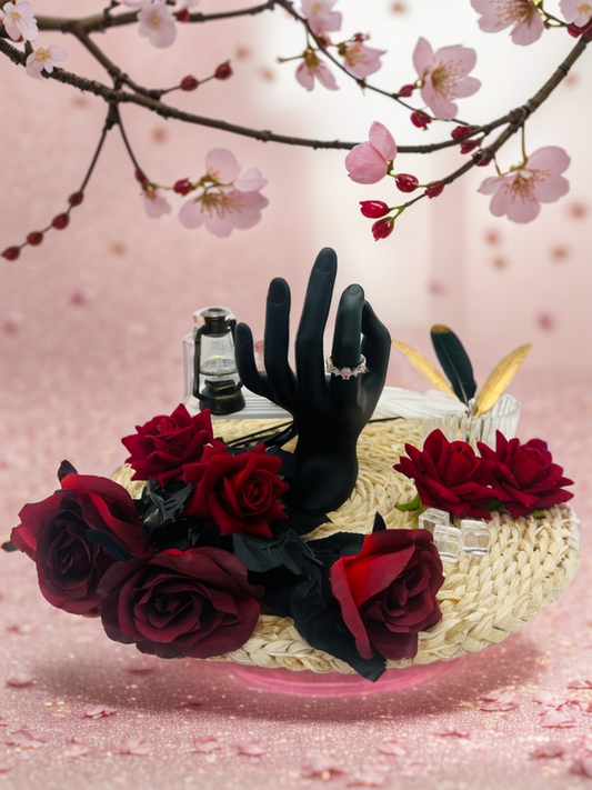 Pink diamond flower vine ring
