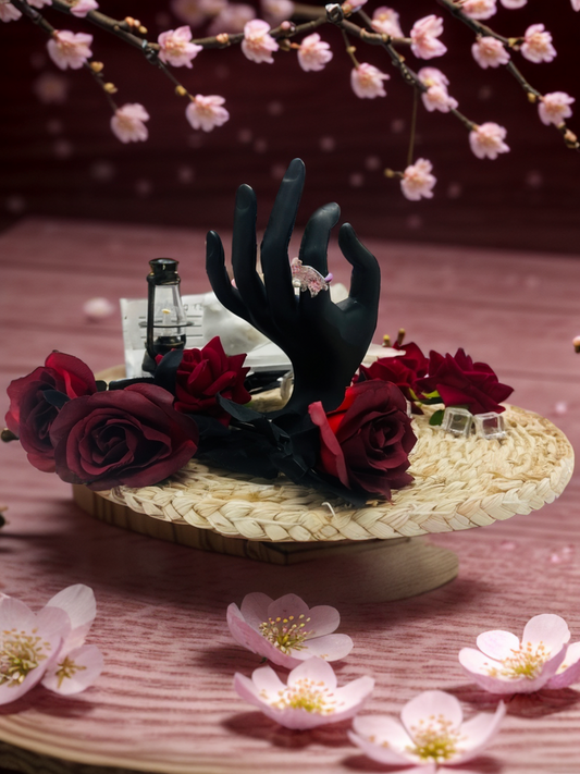 Pink diamond half-ribbon ring