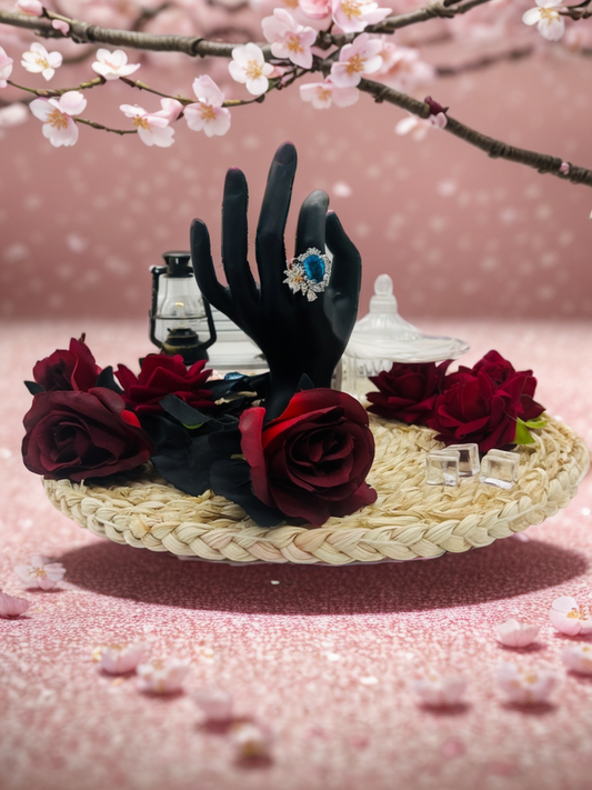 Sapphire half-daisy ring