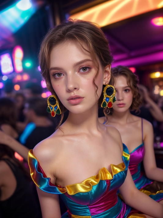 Tricolour light vintage earrings