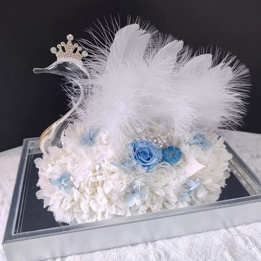 Elegant Swan with Blue Roses