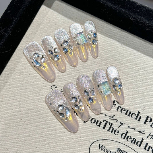 Nails 292-Burst Glitter Moonlight Aurora Pink Moonlight Diamonds Nail Art
