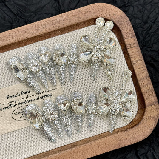 Nails 006-Luxury Chain Big Butterfly Zirconia Nail Art