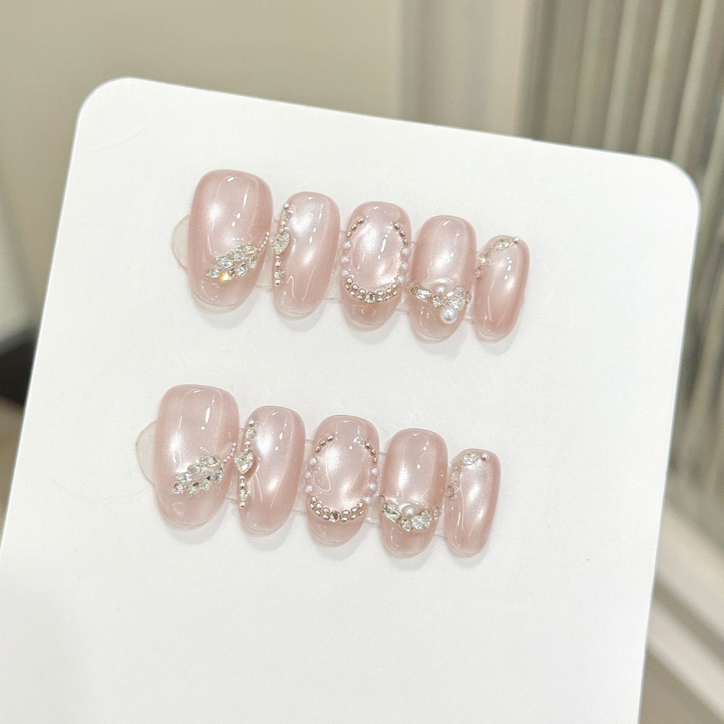 Nails 142-Summer Pure Lust Patchwork Glass Bead Manicure