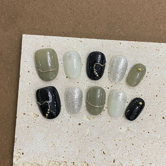 Nails 003-Minimalist Quicksand Nail Art