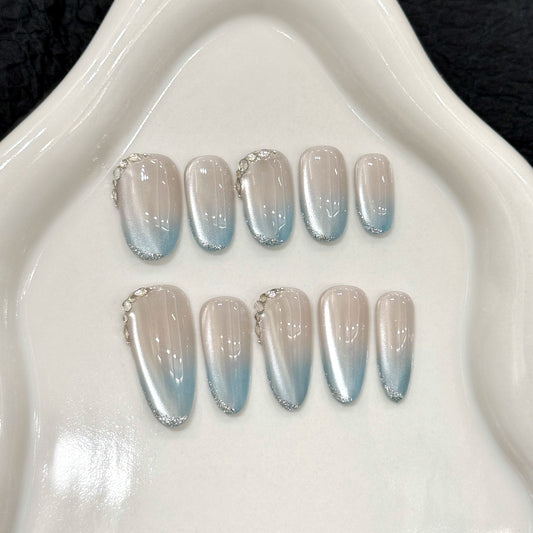 Nails 269-Sea Salt Ice Crystals Aura Side Glow Cat Eye Manicure