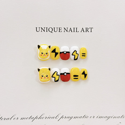 Nails 137- Pikachu Cute Shorts Nail Art