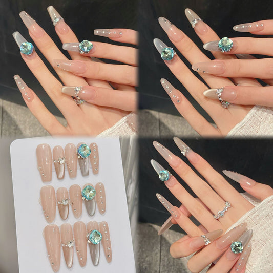 Nails 303-Glazed Feather Side Glow Cat Eye Nail Art