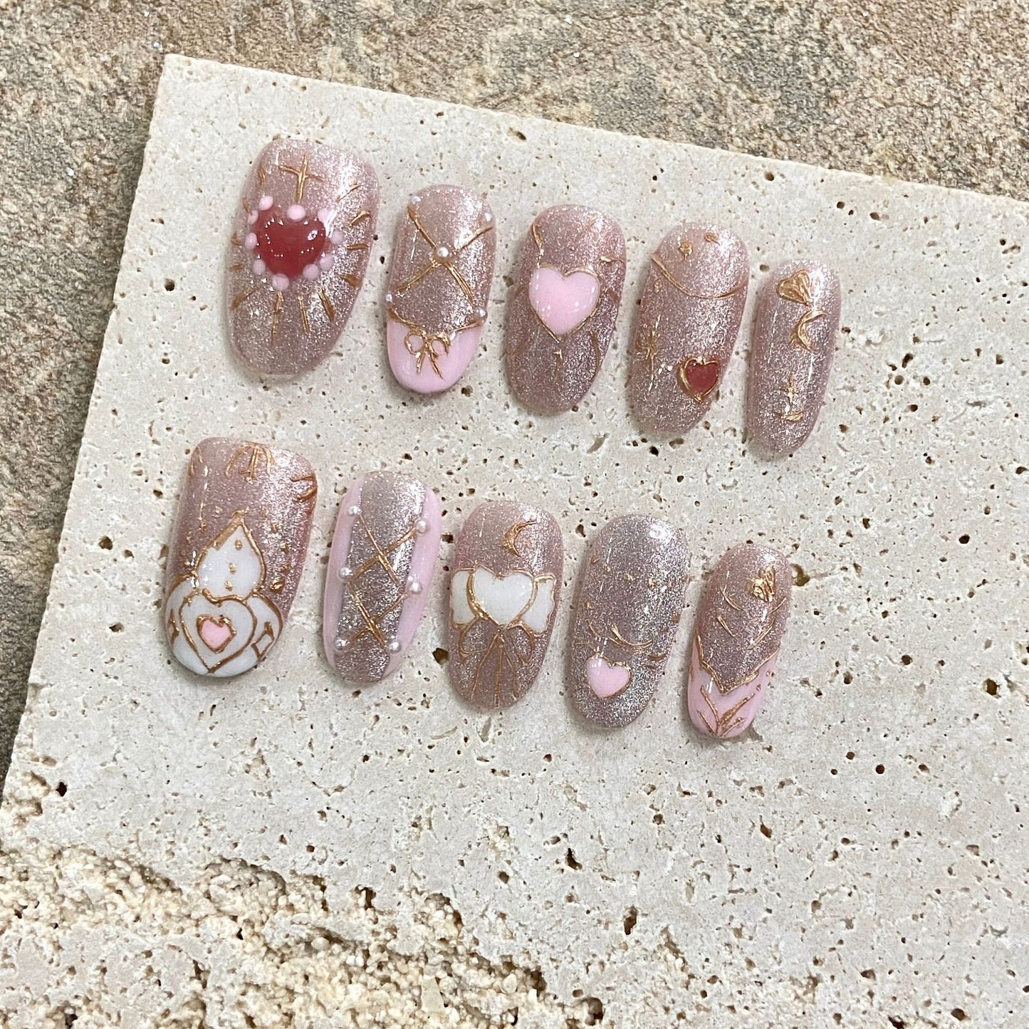 Nails 171-Seal the heart lock love boutique hand-painted manicure