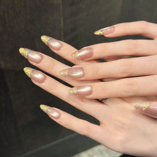 Nails 261-Golden Age Aurora French Manicure