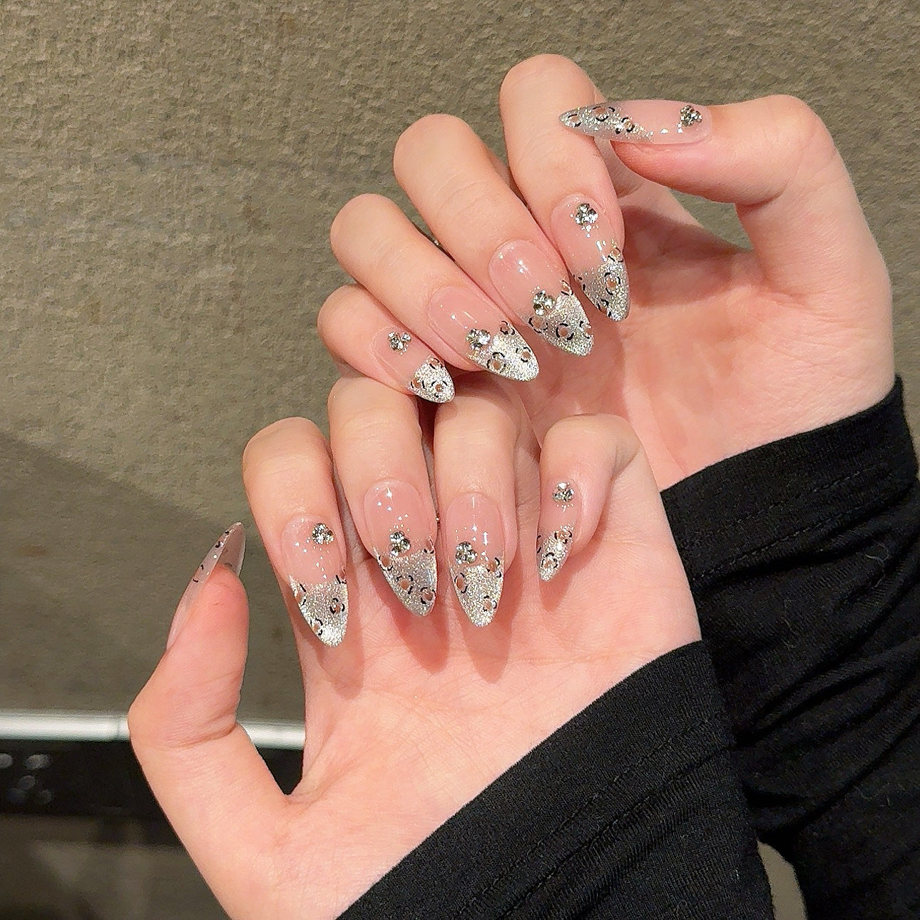 Nails 098-Spice Girls Leopard Print Cat Eye Gradient Nail Art