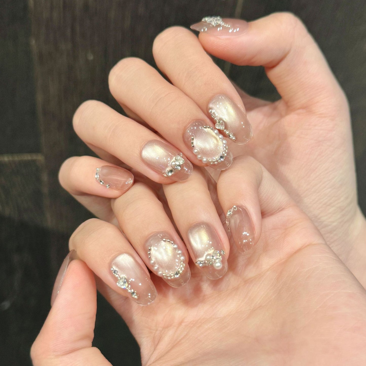 Nails 142-Summer Pure Lust Patchwork Glass Bead Manicure
