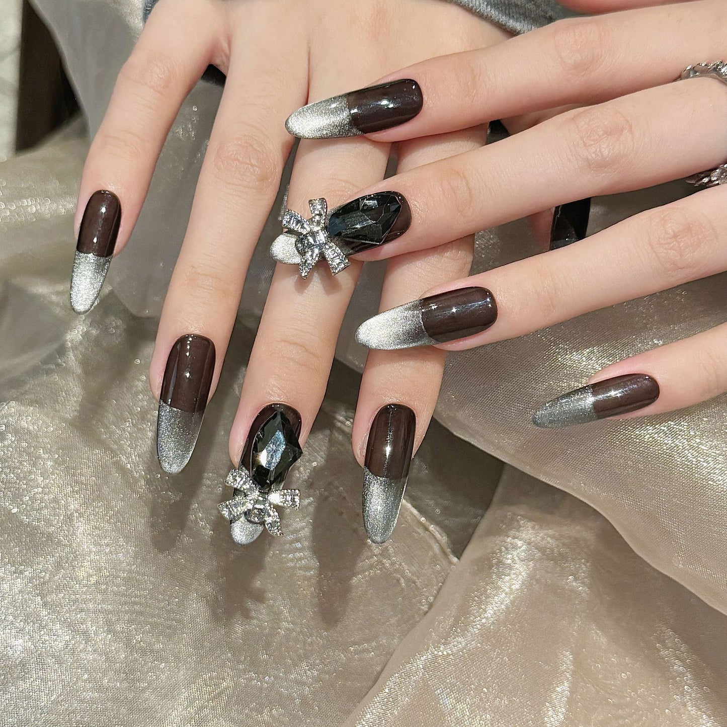 Nails 032-Frozen War Song Cyberpunk Dark Black Nail Art