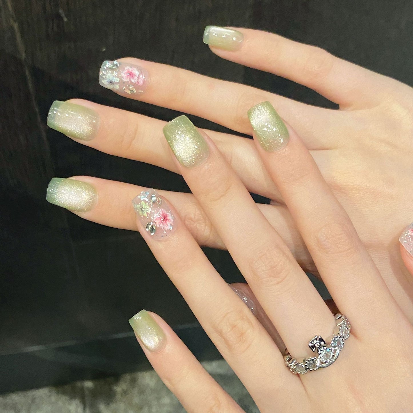 Nails 210-Ice Translucent Dry Flower Cat Eye Whitening Nail Art