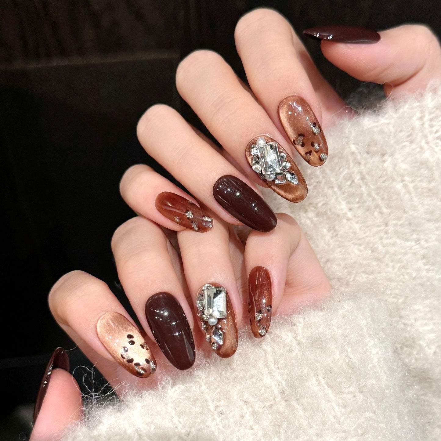 Nails 321-Spiced Orange American Vintage Dark Brown Nail Art