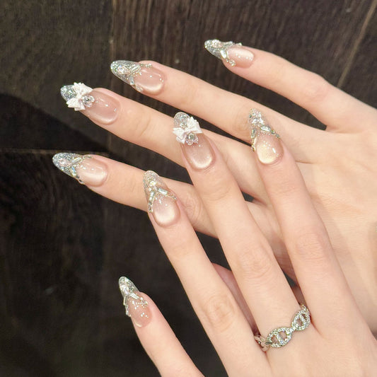 Nails 131-Princess on the Run Pure Desire Bow Cat Eye Nail Art