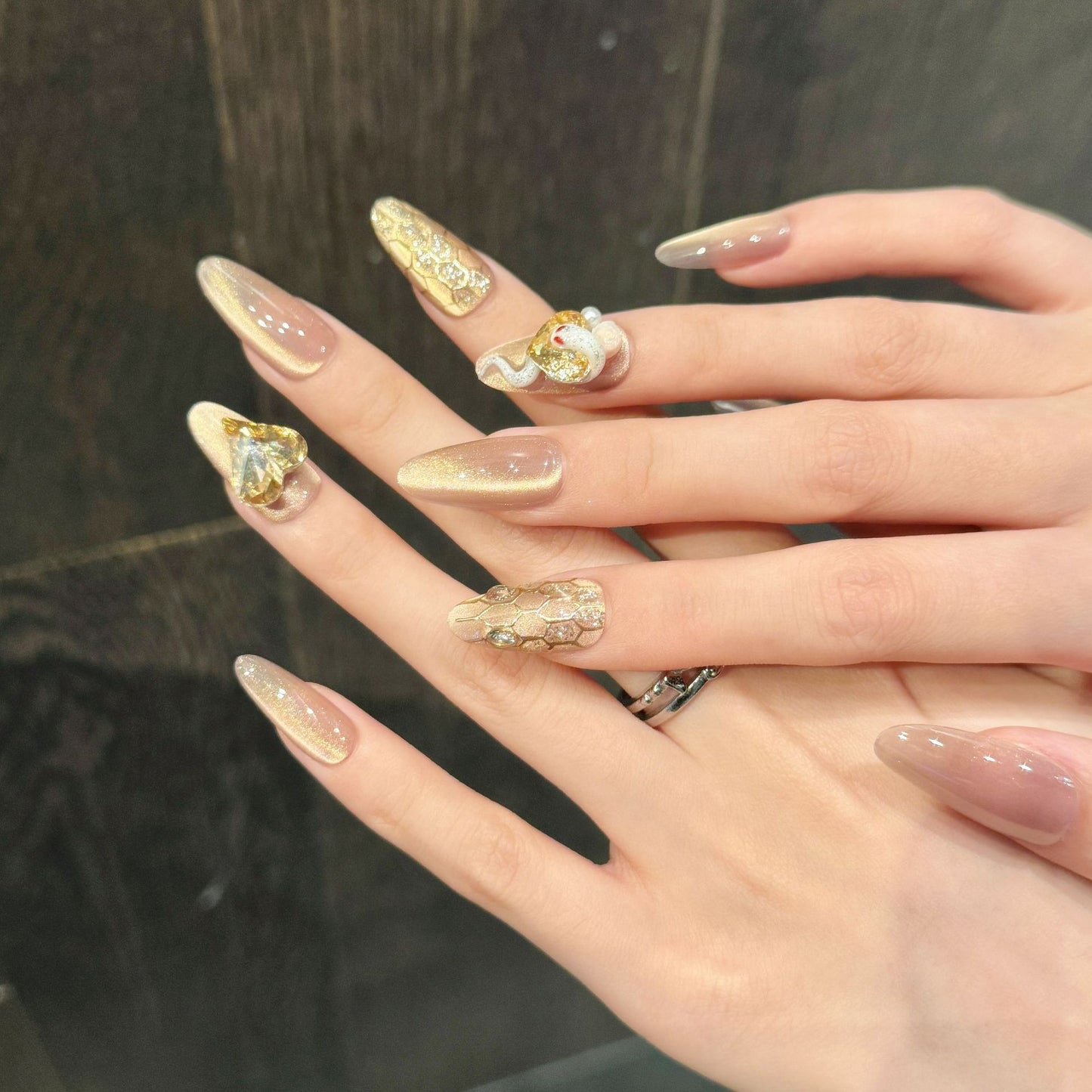 Nails 199-Spiritual Mystery Ice Translucent Pink Cat Eye Nail Art