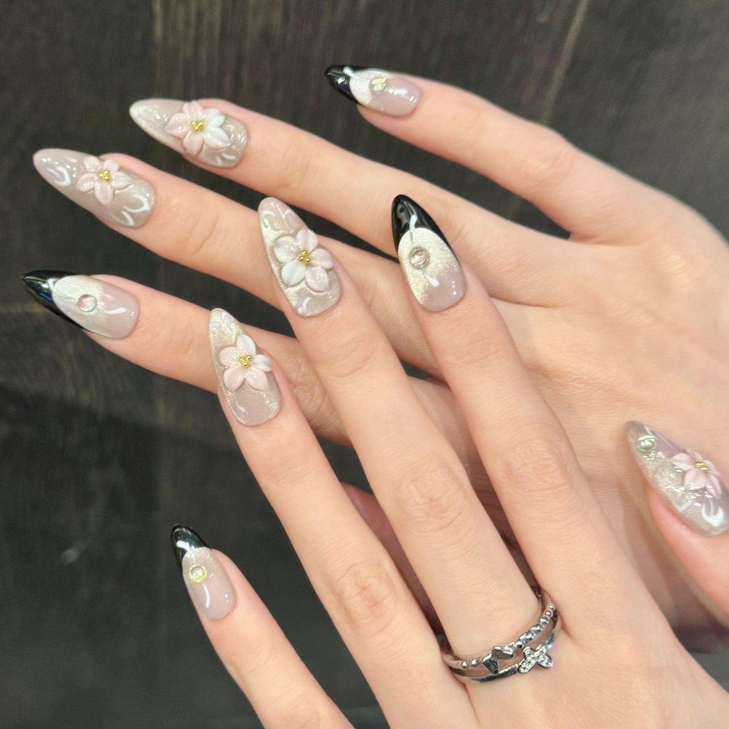 Nails 233-Peach Blossom Pink Sculpted Nail Art